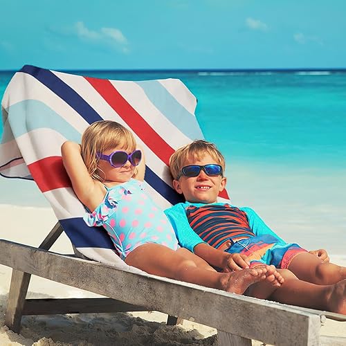 Miniatura 5 de Whale Flotilla Paquete de 4 toallas de playa grandes de secado rápido (30 x 60 pulgadas), juego de toallas de playa de microfibra sin arena,