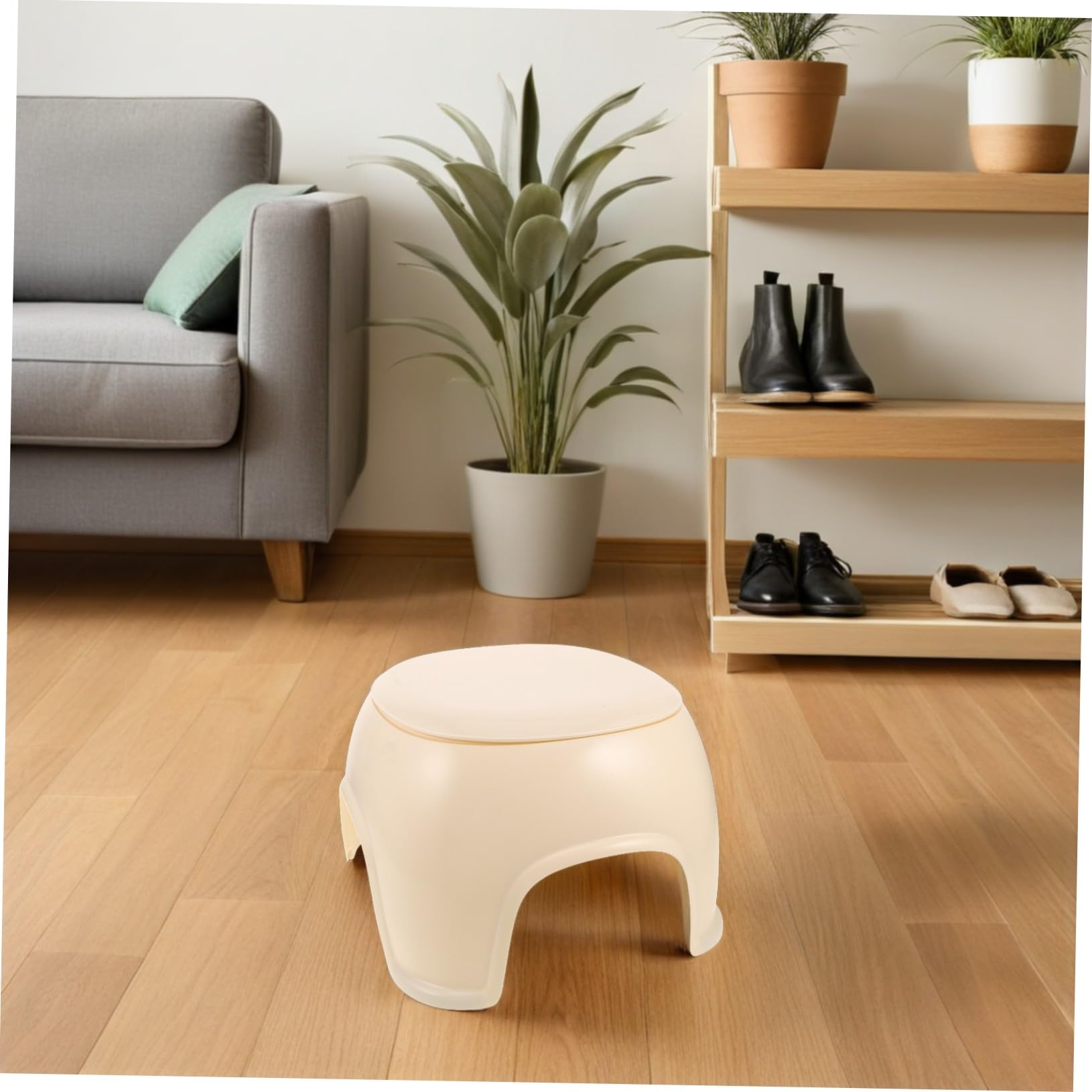 Anneome Sgabello Plastica Piccolo con Ripiano Cartone Antiscivolo per Pedicure Manicure con Spazio Ripostiglio per Casa Bagno Salone Cucina