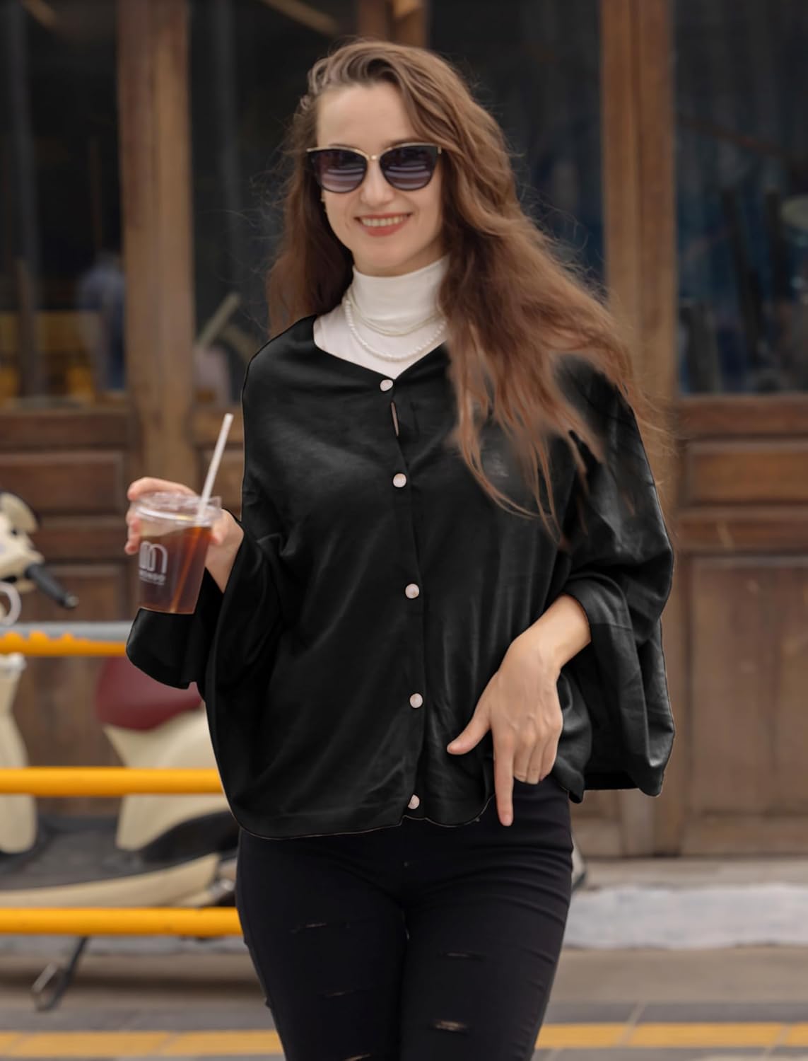 MissShorthair Versatile Women's Poncho Shawl Wrap Soft Lightweight Knitted Cape Scarf for Spring Summer Fall Winter - Image 2