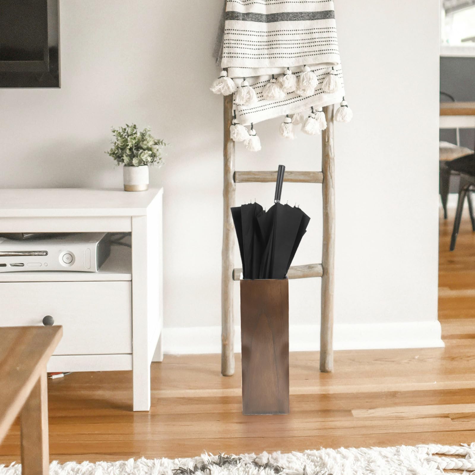 Paragüero de Madera Marrón, Organizador de Paraguas de Gran Capacidad para Hogar y Vestíbulo de Hotel, Elegante y Resistente