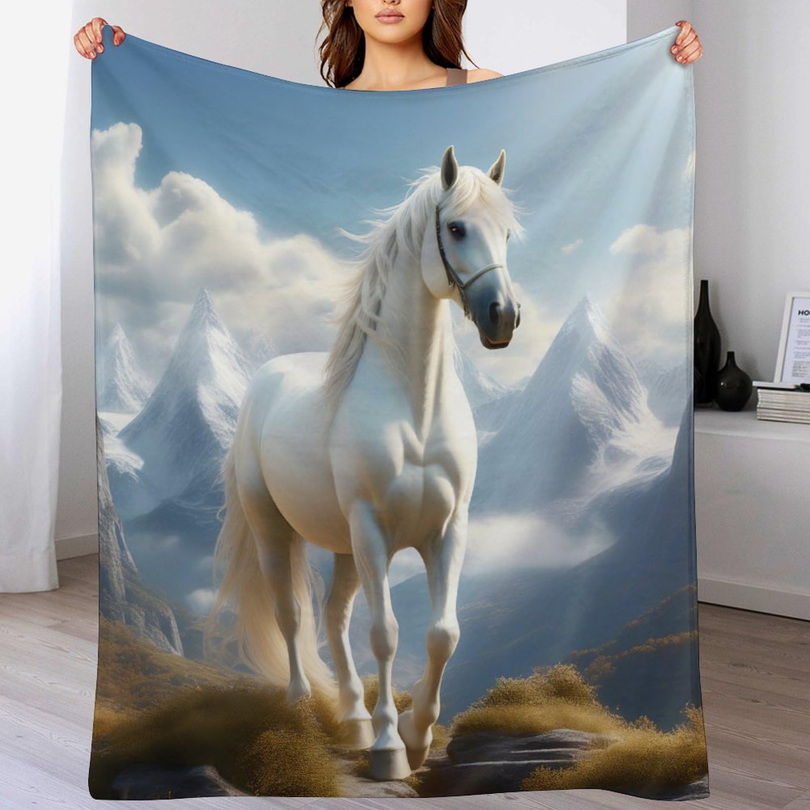 Manta de sofá de forro polar manta de caballo cálida 100x130 cm colcha