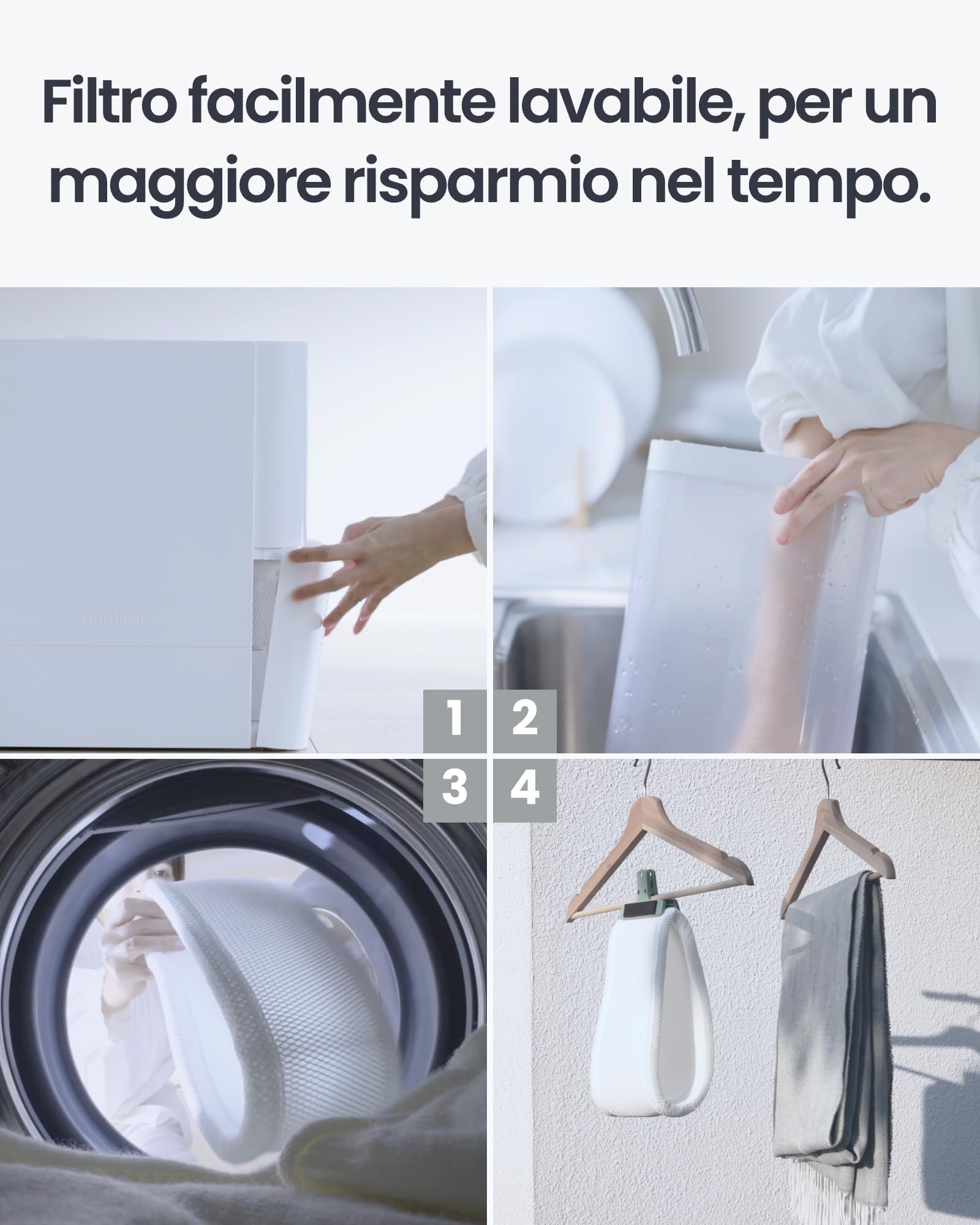 SwitchBot Umidificatore a vapore camera letto, 750ml/h, 4,5L stanze grandi, No nebbia No residui, Rabbocco dall'alto, Filtro lavabile, Silenzioso per bambini, Alexa, Google Home, HomeKit, Matter