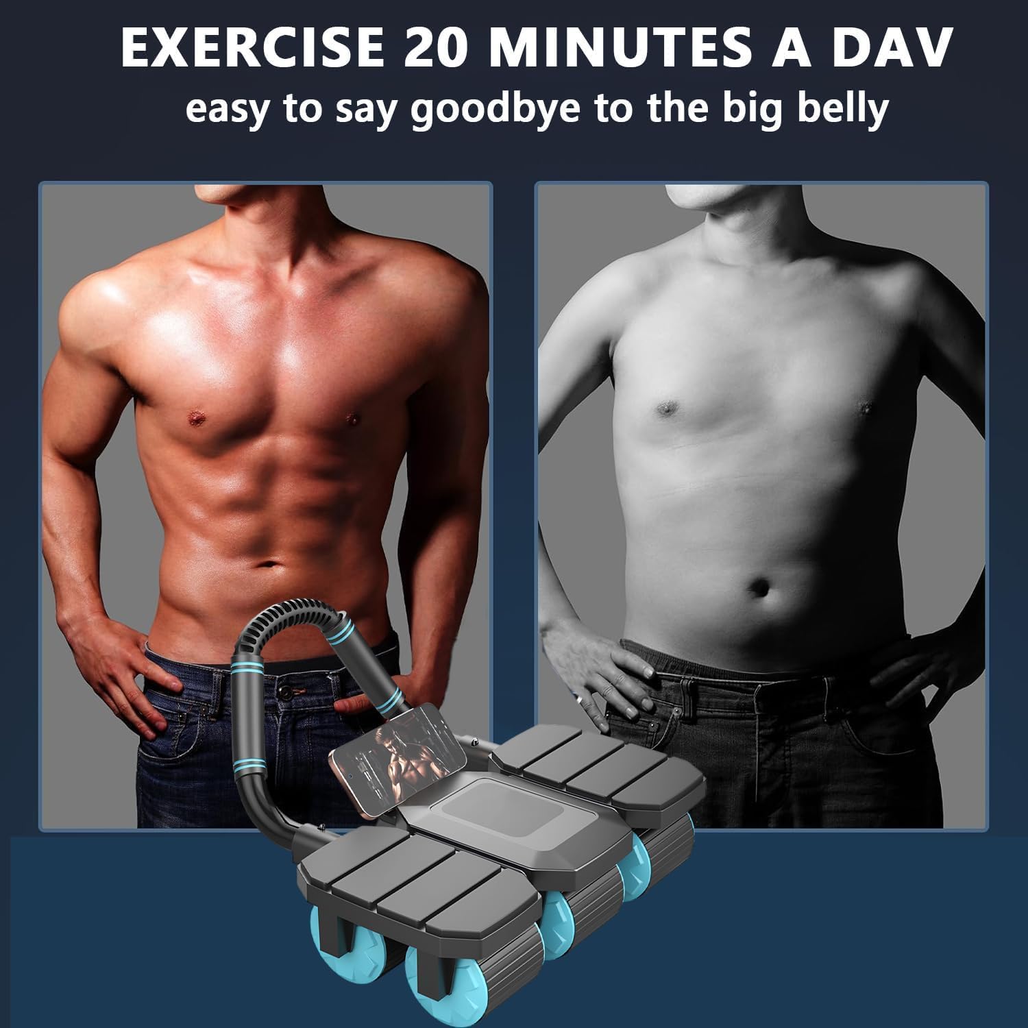Rullo automatico per addominali rimbalzo e stabilità a 6 ruote addominali per allenamento Core Training 150 kg Heavy Duty Core Trainer – dati di allenamento tramite app sincronizzazione, con supporto