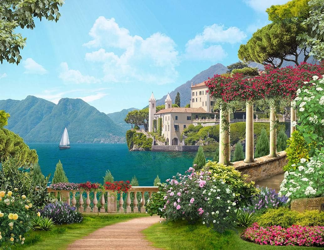 DIY 5D Diamond Painting Kit Italy Coast Landscape Painting City Italian Panorama Famous View 16" X 20" Adult Full Drill Rhinestone Cross Stitch Art Crafts for Home Decoration