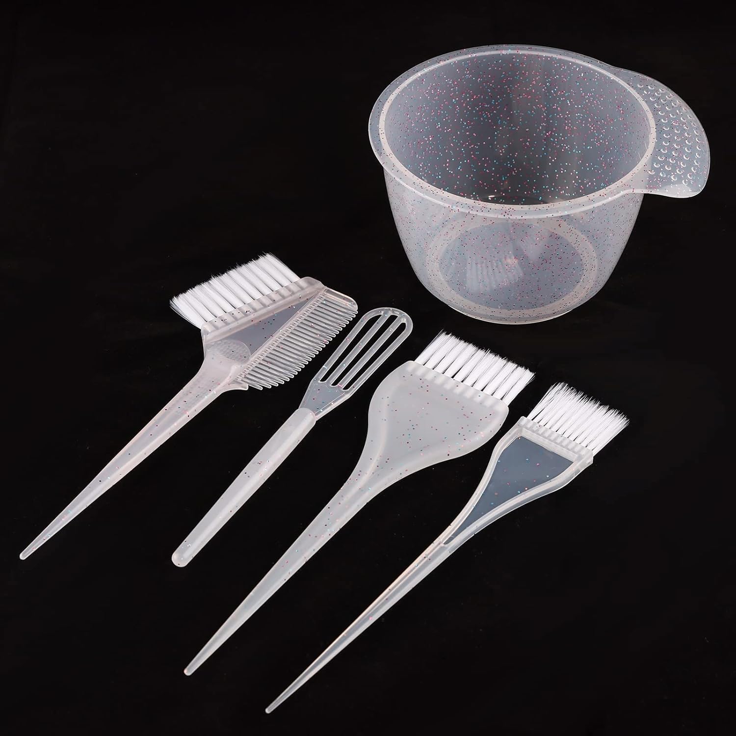 Glitter and Soft Hair Dye Coloring Kit Set of 5, Hair Mixing Bowl and Brush for Salon and Colouring, DIY Beauty Salon Tools(Shiny Bright Sprinkle) : Beauty & Personal Care