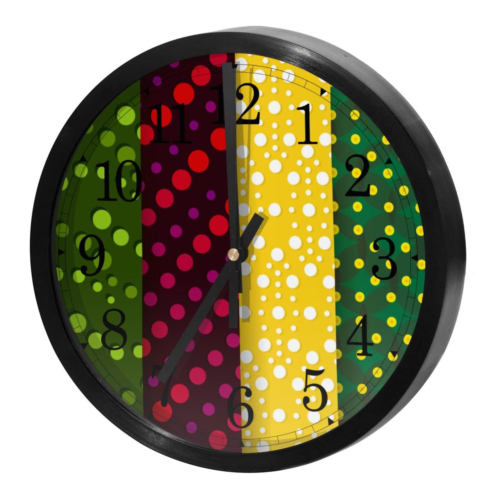 Horloge murale à quartz silencieuse avec cadran à pois multicolores