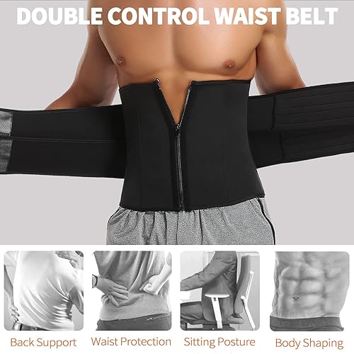 Miniatura 2 de KIWI RATA Corsé de neopreno para entrenamiento de cintura para hombre, cinturón de compresión extra para el vientre