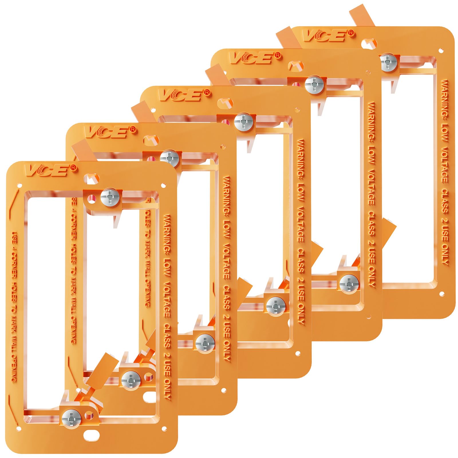 VCELINK Low Voltage Mounting Bracket, Flush Low Voltage Box, Orange 5-Pack
