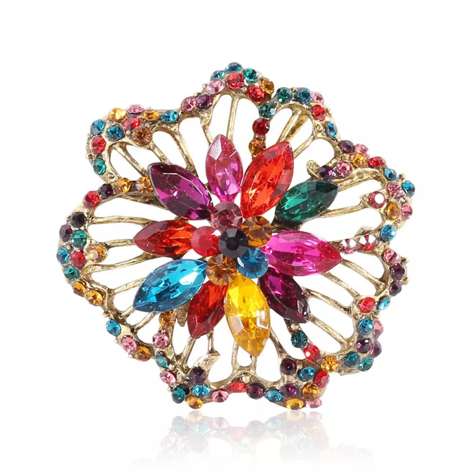 BAJIE-Brosche Kreative Hohle Strass-Blumen-Brosche Temperament-Mantel-Brosche-Zubehör