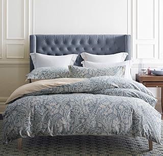 SLEEPBELLA Queen Duvet Cover Set 600 Thread Count Cotton Reversible Beige Paisley Leaves Pattern 3PC Bedding