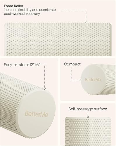 Miniatura 5 de BetterMe - Rodillo de espuma para recuperación muscular, rodillo de ejercicio de alta densidad para espalda y piernas, rodillo de masaje de tejido