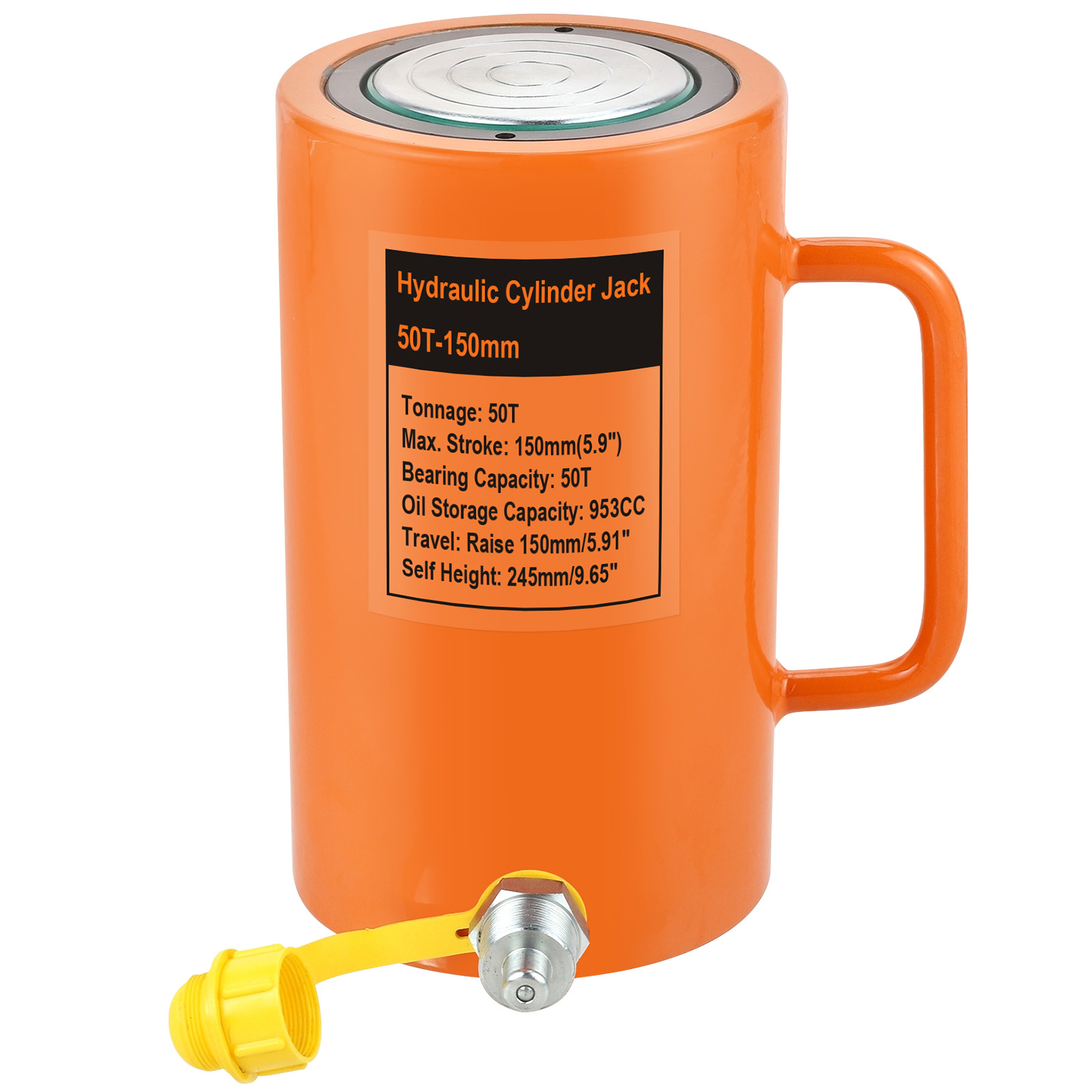 Image of 50T 6In Hydraulic Cylinder Jack, Stroke Hydraulic Lifting Cylinder 150mm, Oil Storage Capacity 953CC, Hydraulic Ram Cylinder Solid for Power, Chemicals, Steel, Bridges, Shipbuilding, Machinery