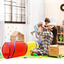 Kids Play Tunnel for Toddlers, Pop Up Crawl Through Tunnel Play Tent for Baby Infant Children or Dog, Kids Tunnel Toys or Gift Indoor & Outdoor (Classic Crawling Tunnel)