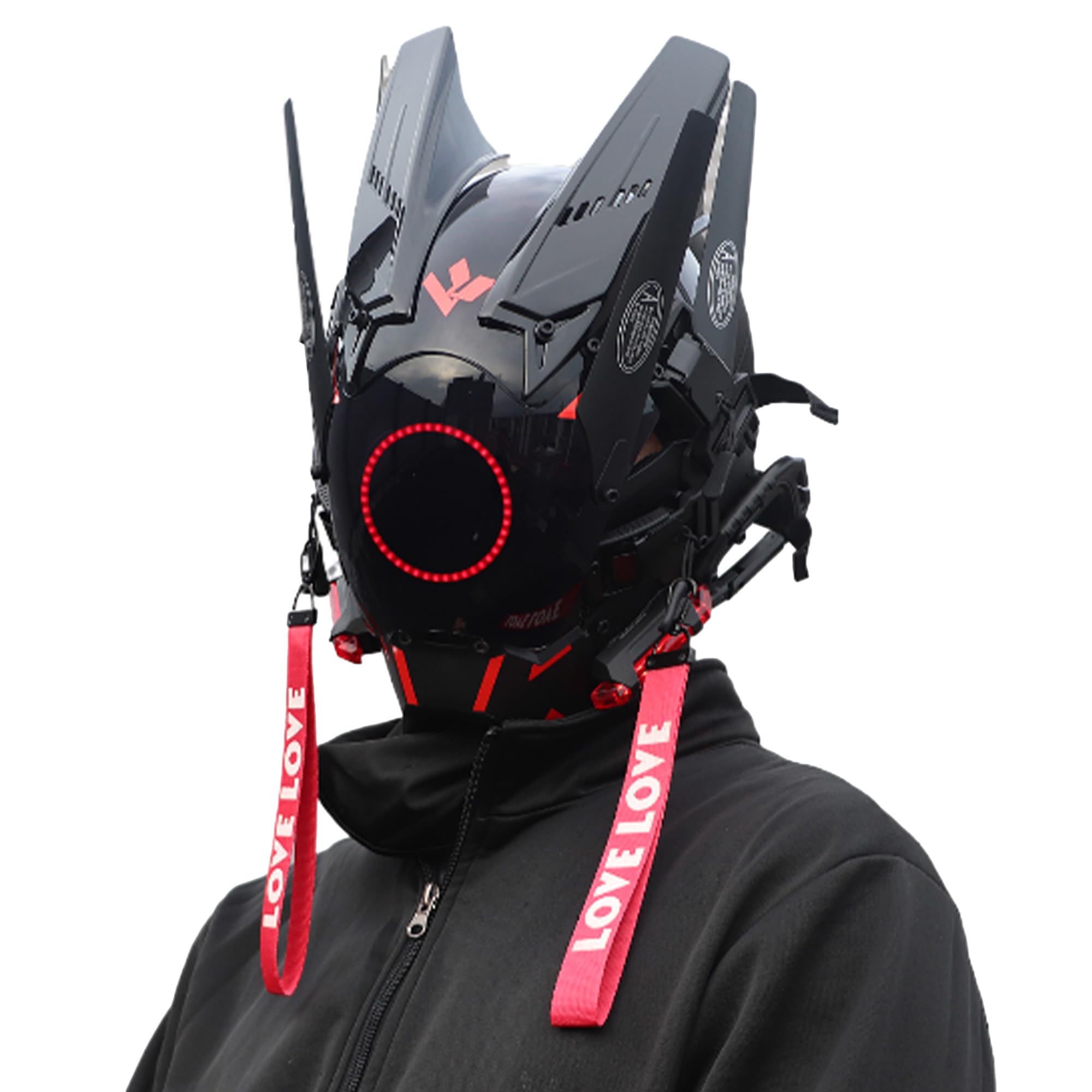 Masque punk pour adulte - Masque de samouraï cool - Casque gothique futuriste - Accessoire d'Halloween - Pour fête de musique et festival