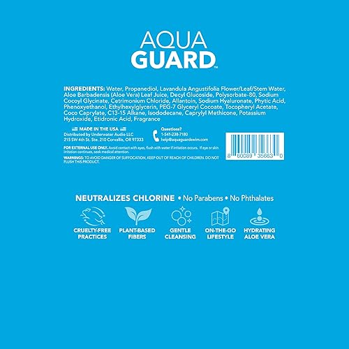 Miniatura 6 de AQUA GUARD Toallitas faciales y corporales para después de nadar Neutraliza el aroma y los residuos de cloro Fórmula hidratante sin enjuague