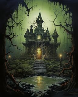 Paint by Number for Adults,Haunted Mansion Moss, Adult Crafts Paint by Numbers for Kids Ages 8-12 Girls, DIY Handmade Gifts 40x50cm No Frame