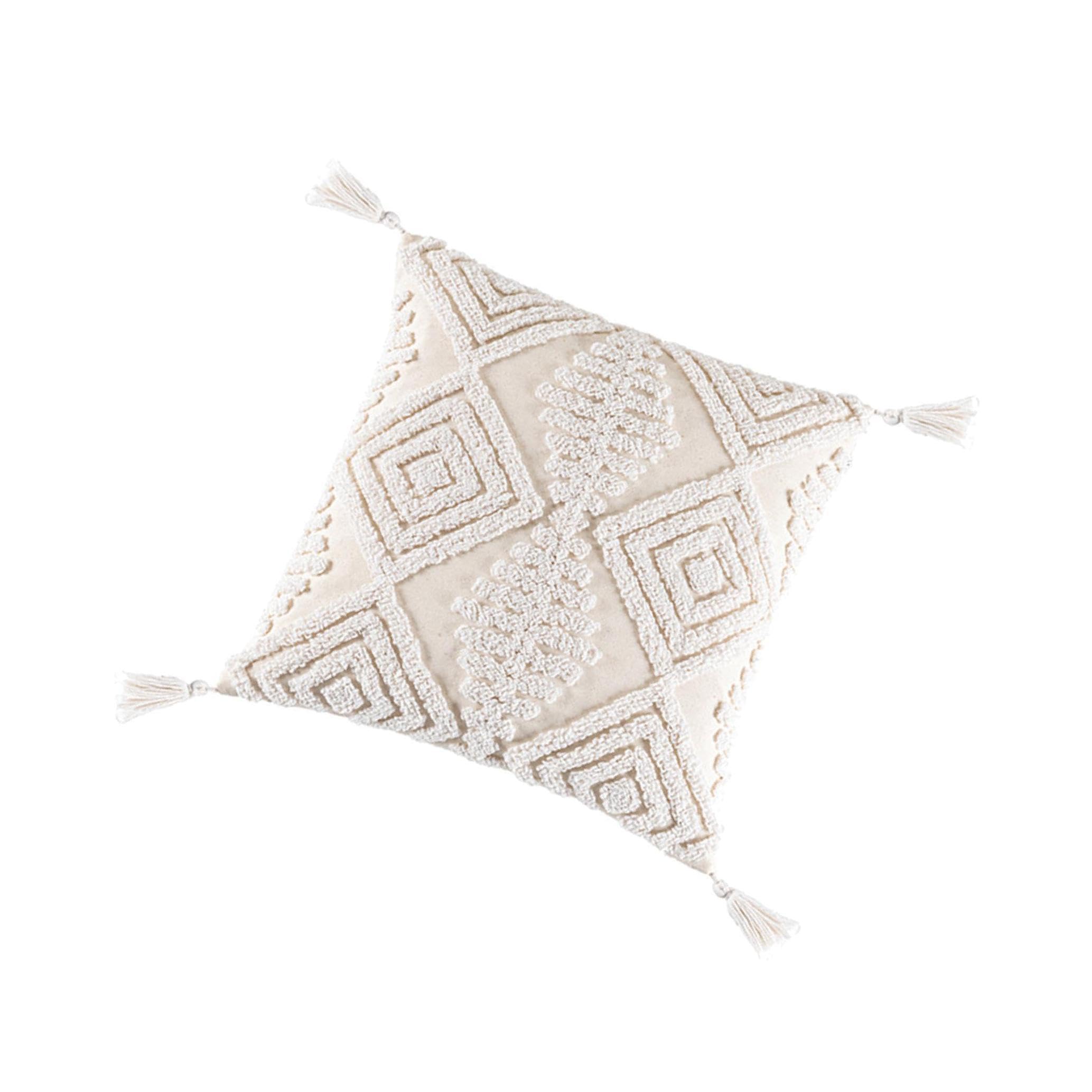 Zambuph Boho Farmhouse Throw Pillow Cover Tassels Woven Tufted Cushion Case for Bed Soft and Cozy Decorative Lumbar, 45x45 B