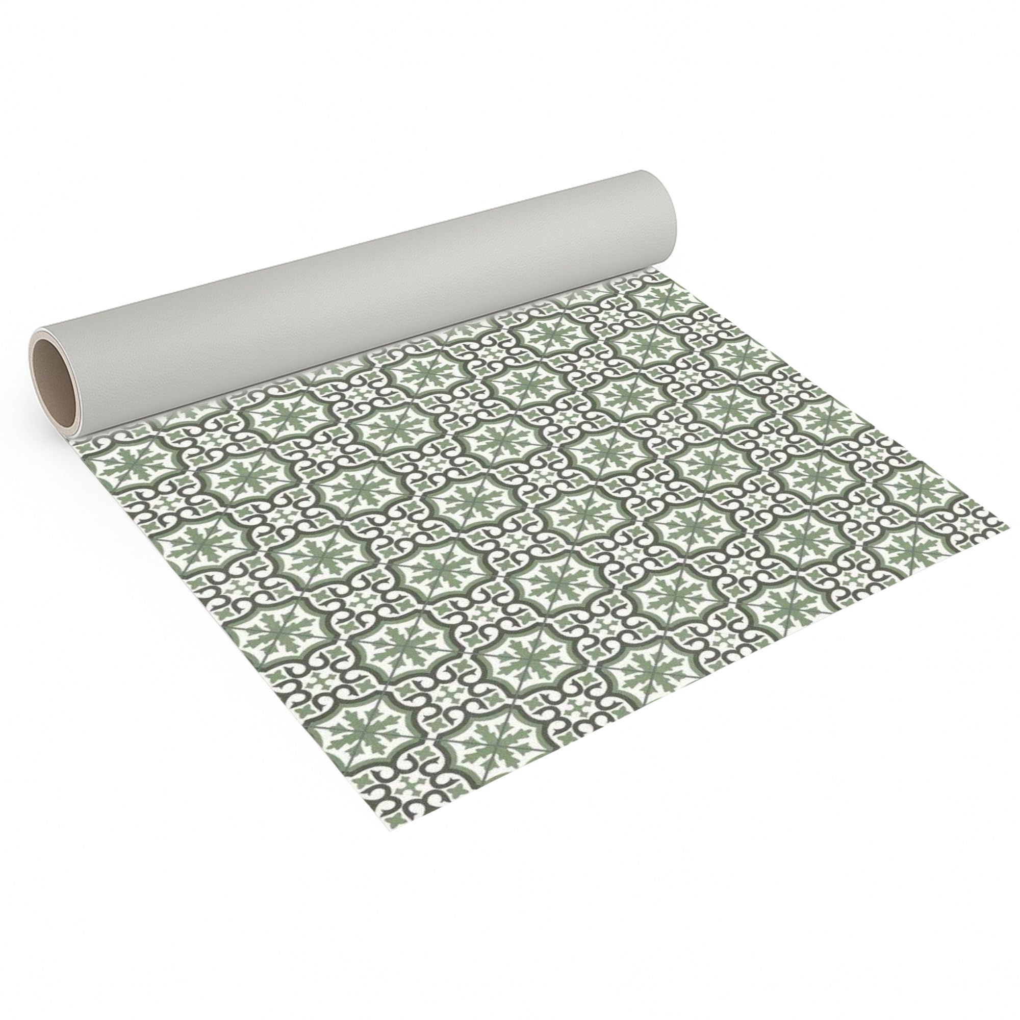 CV Bodenbelag Retro Fliese Grün, 500x200 cm, pflegeleichter PVC Vinylboden in Fliesenoptik, Meterware für Küche und Wohnzimmer