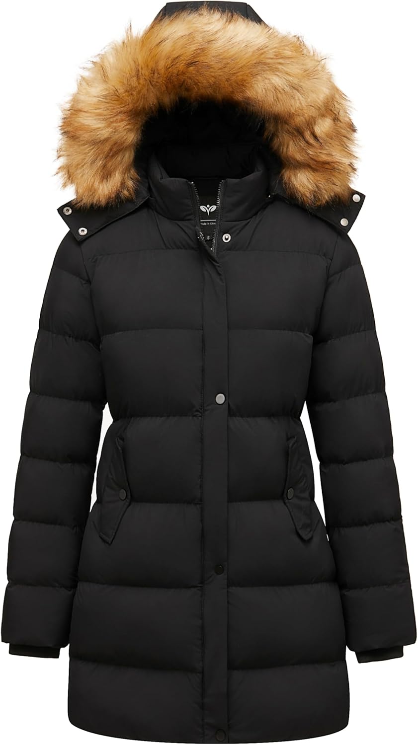 GGleaf Women's Winter Thicken Puffer Coat (Standard & Plus Size) Warm Snow Jacket with Fur Removable Hood