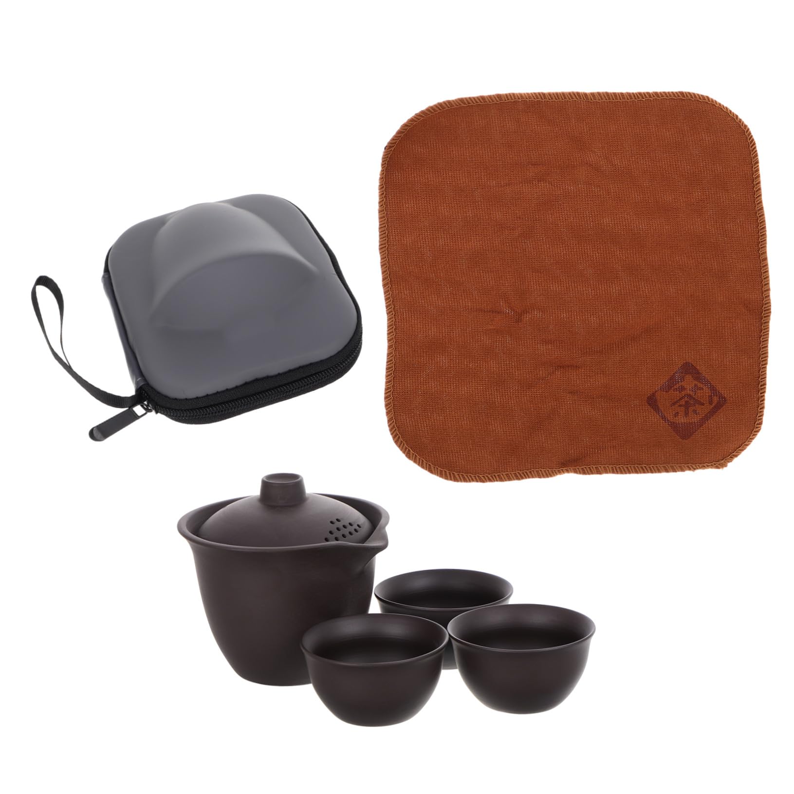 Théière et 3 tasses ensemble de thé portable en céramique pour voyage