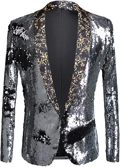 silver and black blazer