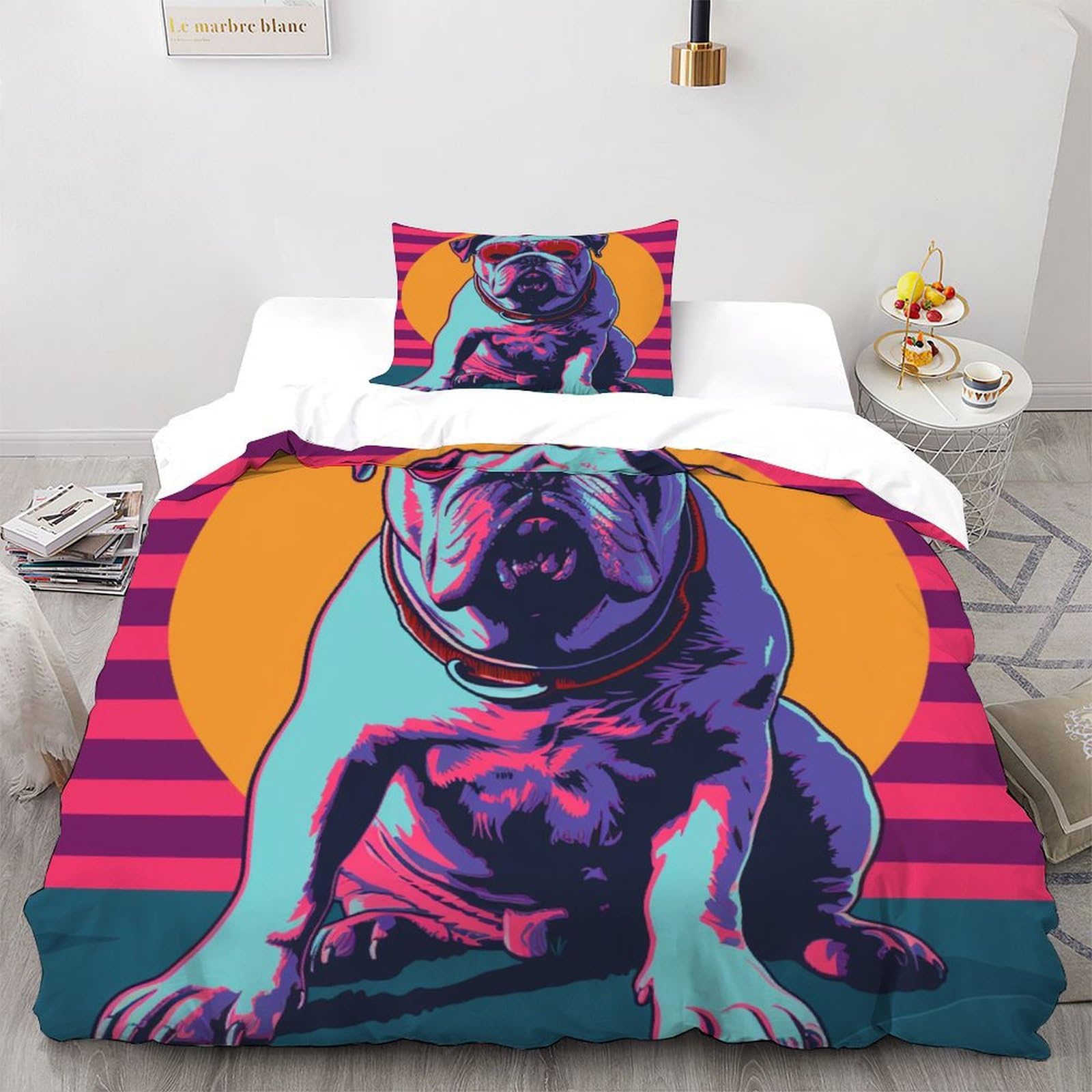 Parure de lit Bully Dog microfibre housse de couette 135x200cm