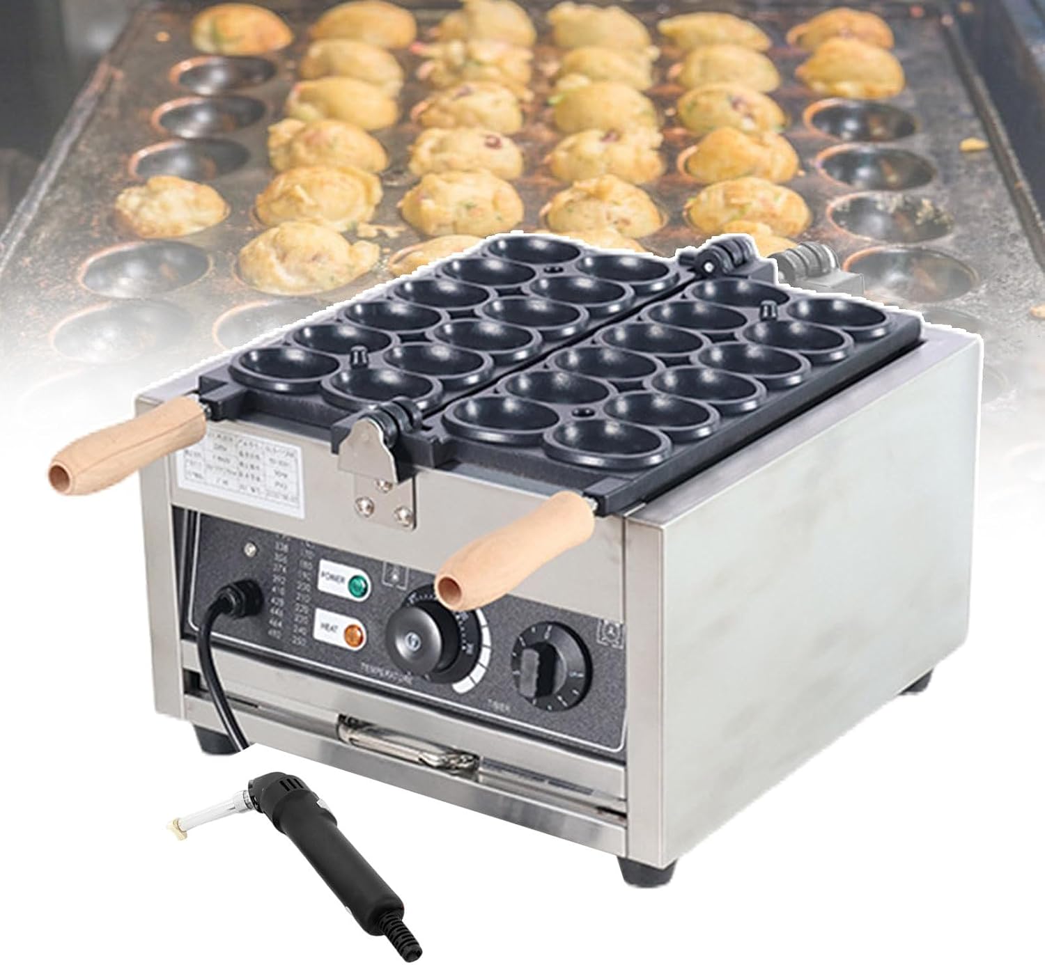Commercial Waffle Makers Irons 1800w | Electric Egg-shaped Waffle Machine | 0-5mins Timing | Non-Stick Waffle Ball Machine | Double Sided Flip | Easy To Clean,