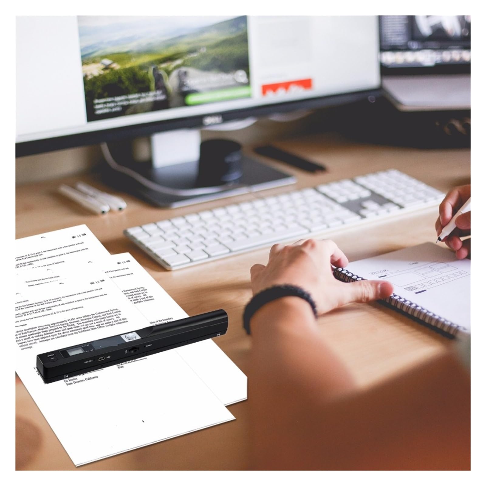 Escáner portátil A4, escáner de bolígrafo y libro de documentos, escáner portátil colorido, compatible con JPG y PDF de 900DPI