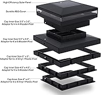 Vista 4 de Dynaming Paquete de 6 luces solares para tapa de poste, luces solares decorativas para exteriores, tapas negras para postes de vinilo/madera de 4 x