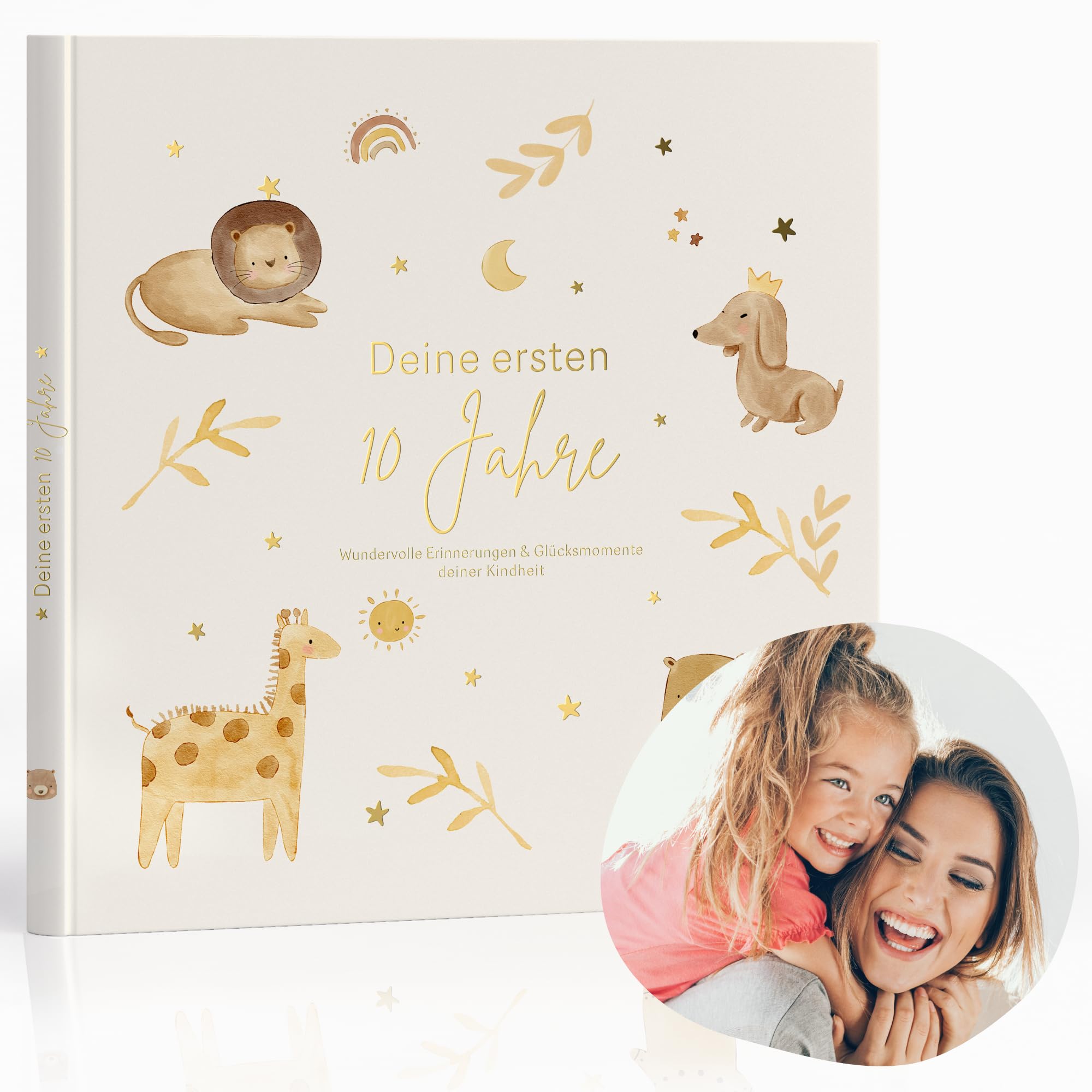 MeinBaby123® Kinderalbum Deine ersten 10 Jahre hochwertig vergoldet, Erinnerungsalbum, Geschenk zur Geburt, Fotoalbum Kinder, Tagebuch Kinder, Album Erinnerungsbuch, Geschenk Kind
