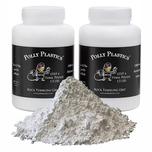 Polly Plastics Recambio de grano de vaso Rock, pulido final, óxido de aluminio fino 1200, etapa 4 para piedras de pulido (paquete de 2) (3 libras)