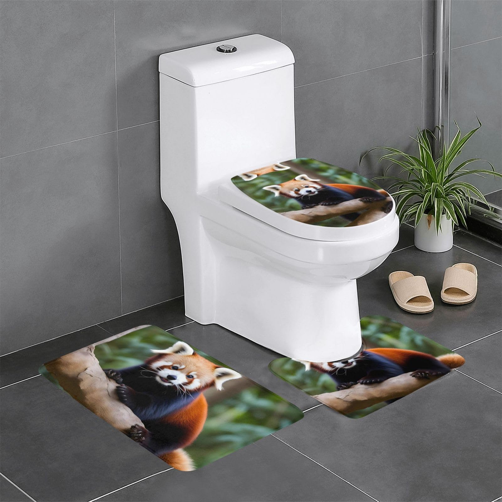 Tapis de salle de bain panda rouge 61x40,6 cm parfait pour égayer la douche des enfants