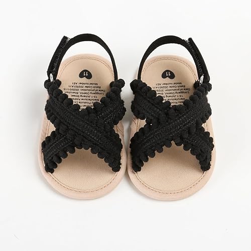 Miniatura 6 de SOFMUO Sandalias para bebés y niñas, suela suave de primera calidad, para interiores, planas, para recién nacidos, ligeras, cómodas, zapatos