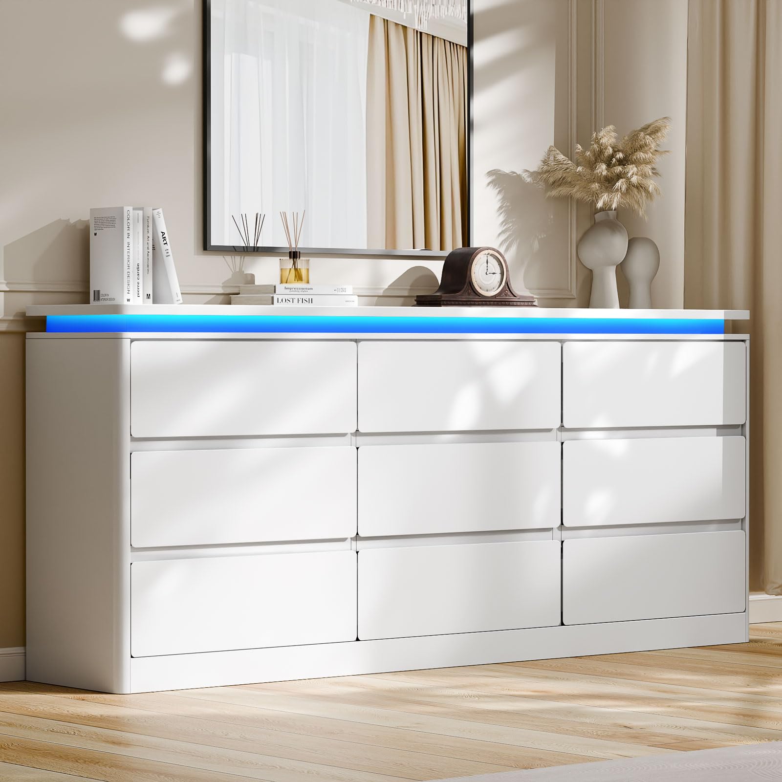 modern white kitchen dresser Homfa 5 Drawer White Dresser with Door, Modern Accent Storage Cabinet Chests of Drawers for Bedroom Living Room, Adult Unisex, Size: One size