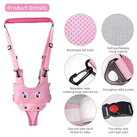IULONEE Baby Walking Harness Breathable Handheld Kids Toddler Helper Assistant Adjustable Infant Walker Help Baby Walk Stand Up Child Learning Belt for 8-24 Month Old Babies Activity (Pink)