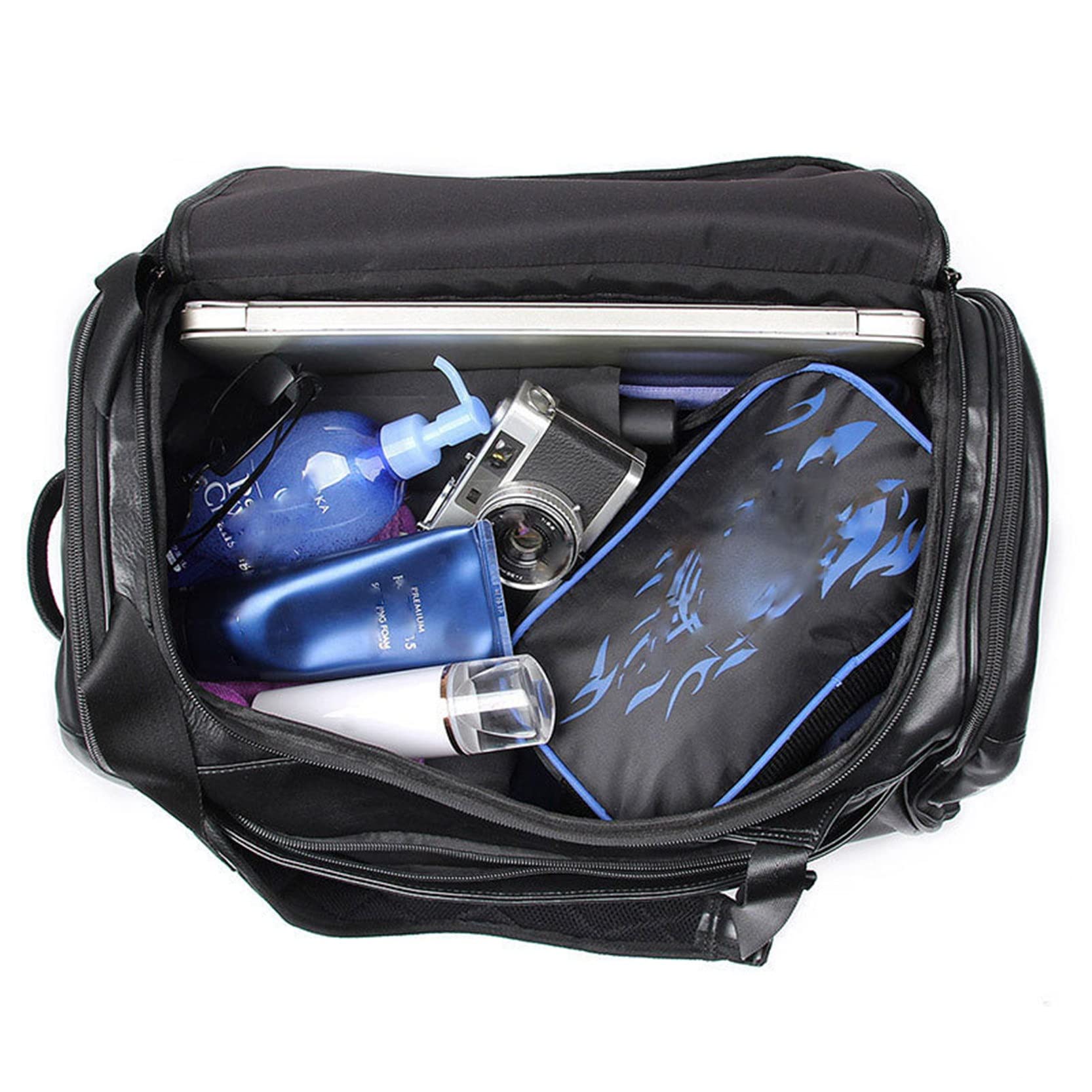 Hombre Bolso de Viaje de Equipaje Fin de Semana, Gimnasio de deportes bolsa con zapatos de tela de lana basta del compartimiento viaje Mochila Hombres Mujeres grande de piel Weekender noche a la mañan
