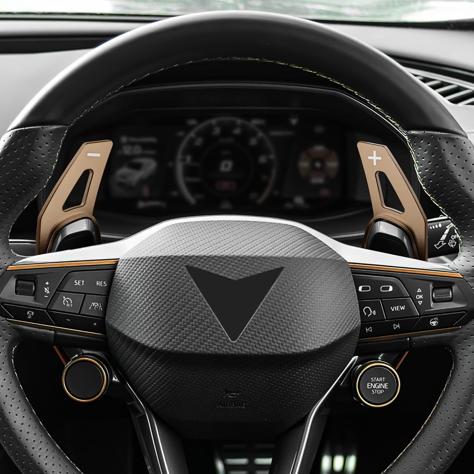 KUNGKIC Palette del cambio per auto per Seat Cupra Leon Ateca Formentor 2021 2022 2023 2024 2025, prolunga in alluminio, paddle shifter, estensione per volante, 2 pezzi (marrone)