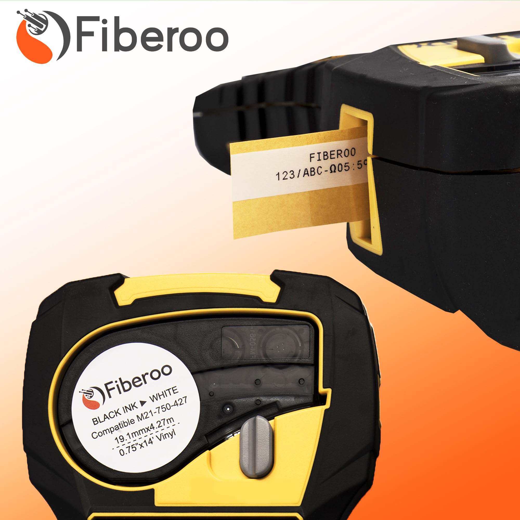 Recambio compatible M21-750-427 para BMP21 PLUS & BMP21 LAB no apto para M210 & M211 Cinta adhesiva de vinilo imprimible escritura negra sobre blanco fibra óptica, cables de red: lote de 3