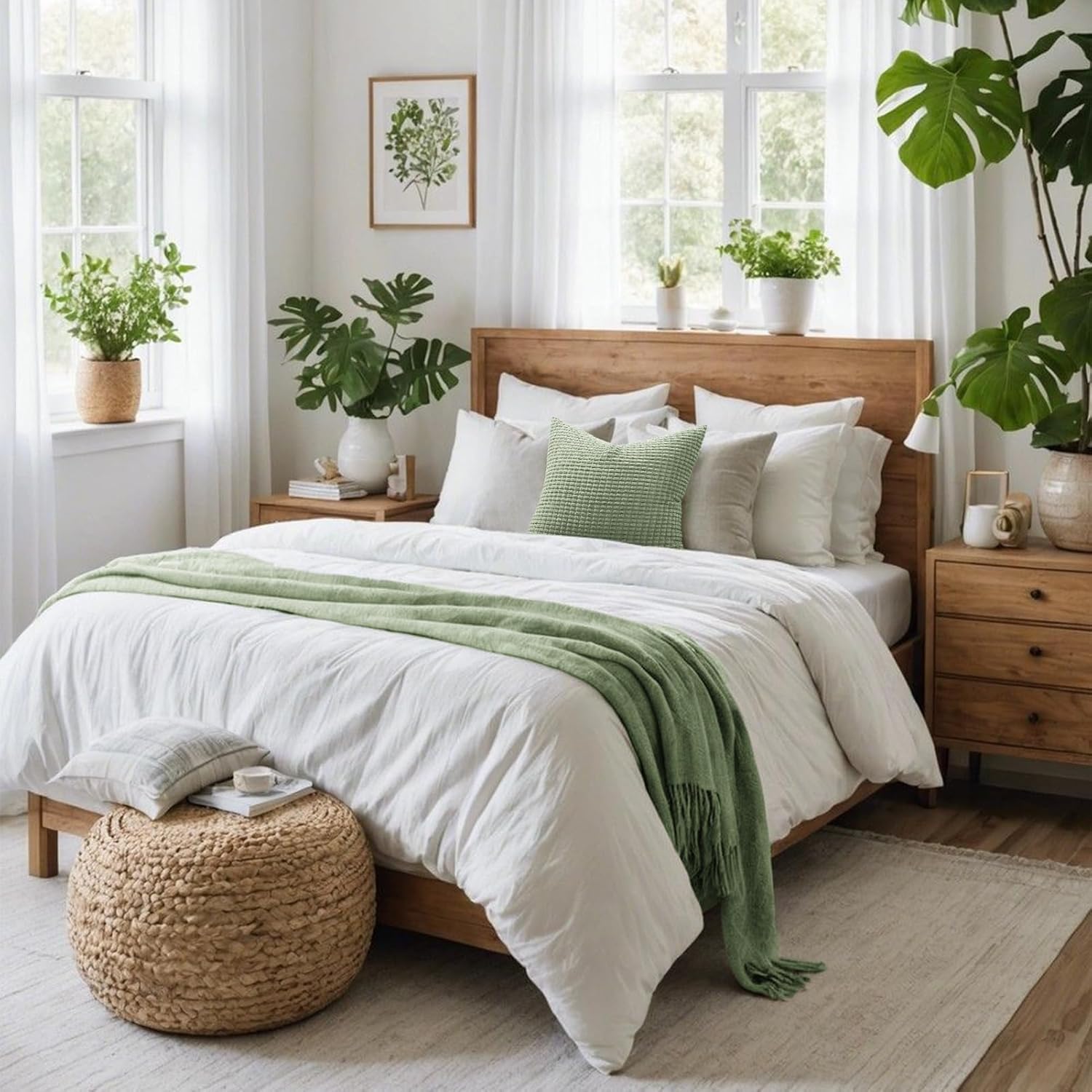 Softalker Throw Pillow Covers 18x18 Inch, Set of 2, Soft Corduroy Boho Stripe Decorative Pillow Cover, Couch Fluffy Pillow Cover for Farmhouse Home Decor Bed Living Room, Sage Green - Image 8