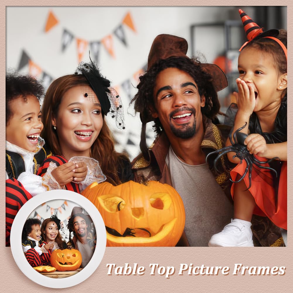 FINGERINSPIRE 2 stuks ronde houten fotolijst 20,6 cm wit zwart muur opknoping cirkel fotolijsten wandmontage stijlvolle fotolijst display frame voor thuiskantoor galerij bruiloft muur decor