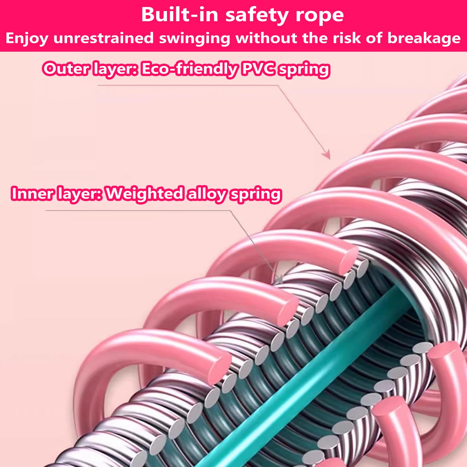 Hula Hoop morbido per adulti, hula hoop morbido per dimagrire con anima a molla, corda di sicurezza, pieghevole, con peso, hula hoop per casa, palestra, scuola