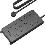 TROND Protecteur de surpression de barre de puissance avec USB C, 4000 Joules, ETL Inscrit, 13 Des sorties très espacées, 5ft Cord d'extension de prise plat intérieur, 14AWG Heavy Duty, murable pour les essentiels de la salle de dortoir, blanc
