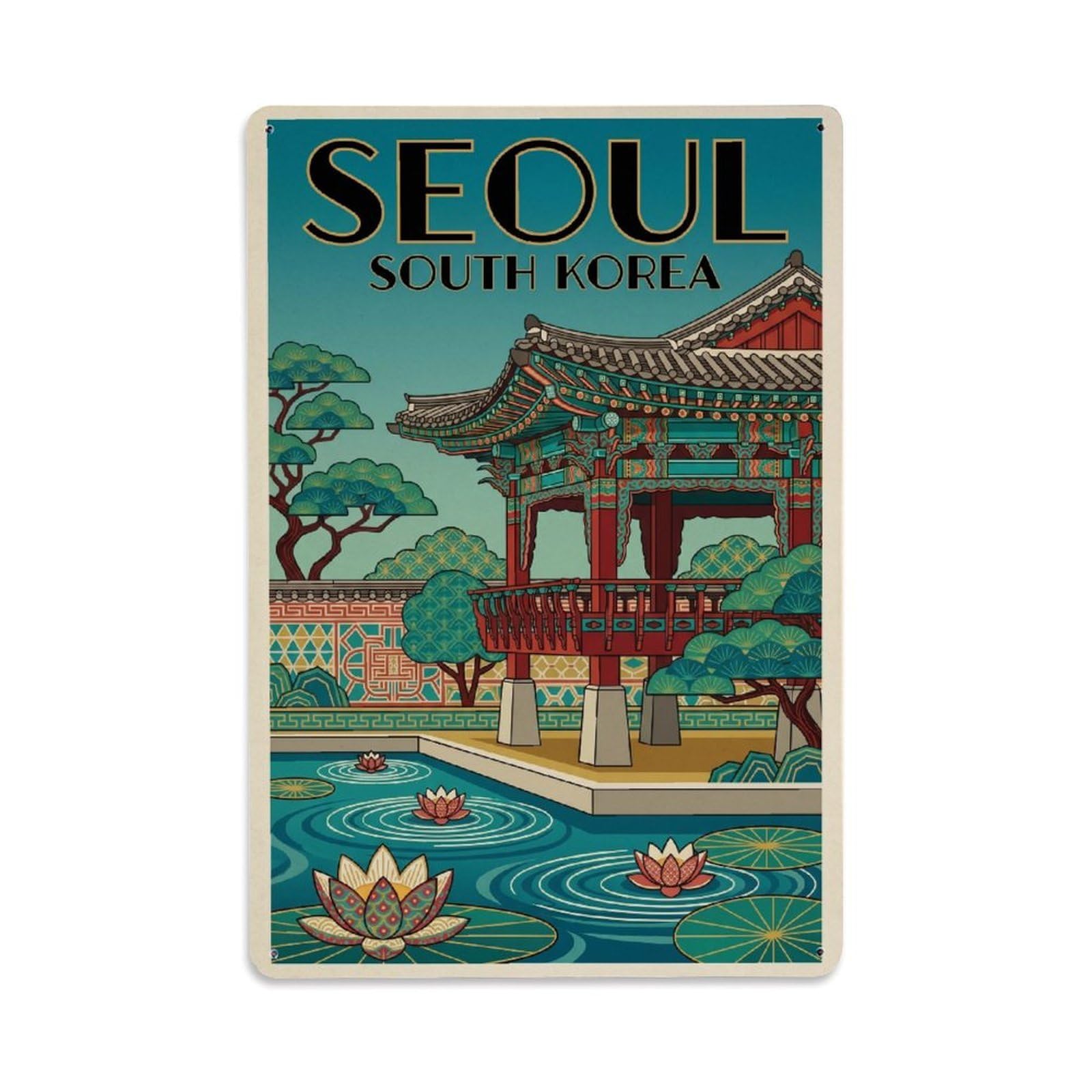 Metal Tin Sign Vintage Travel Seoul Korea Imperial