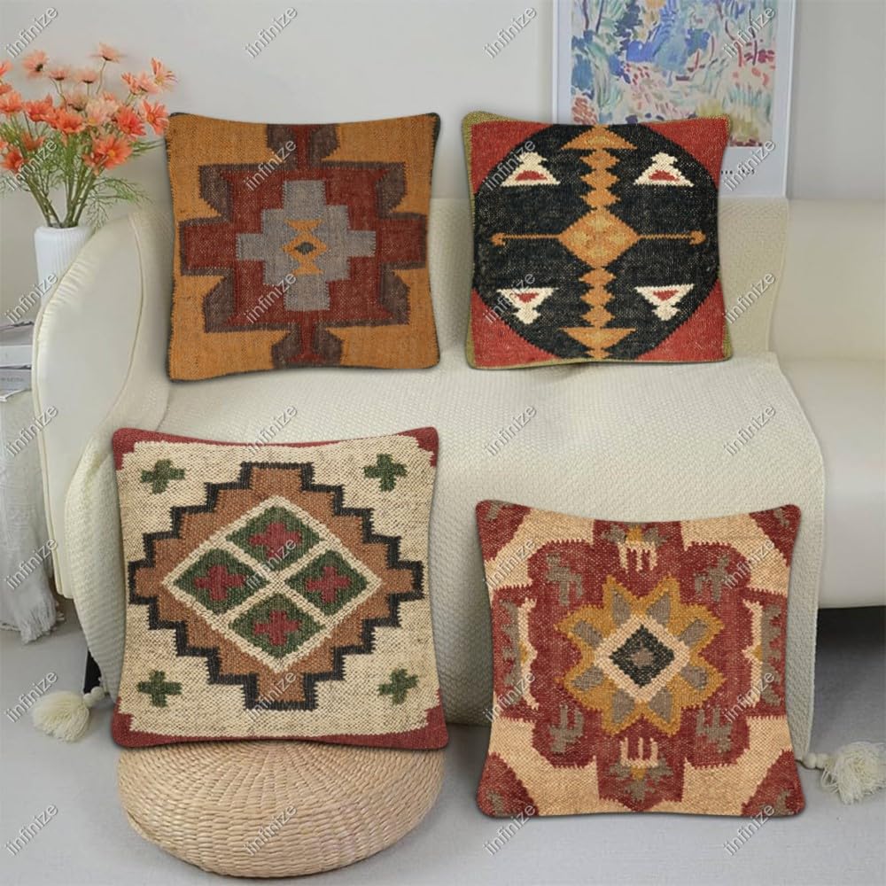 Housses de coussin en jute naturelle 45x45 cm pour relooker un salon sans tout changer