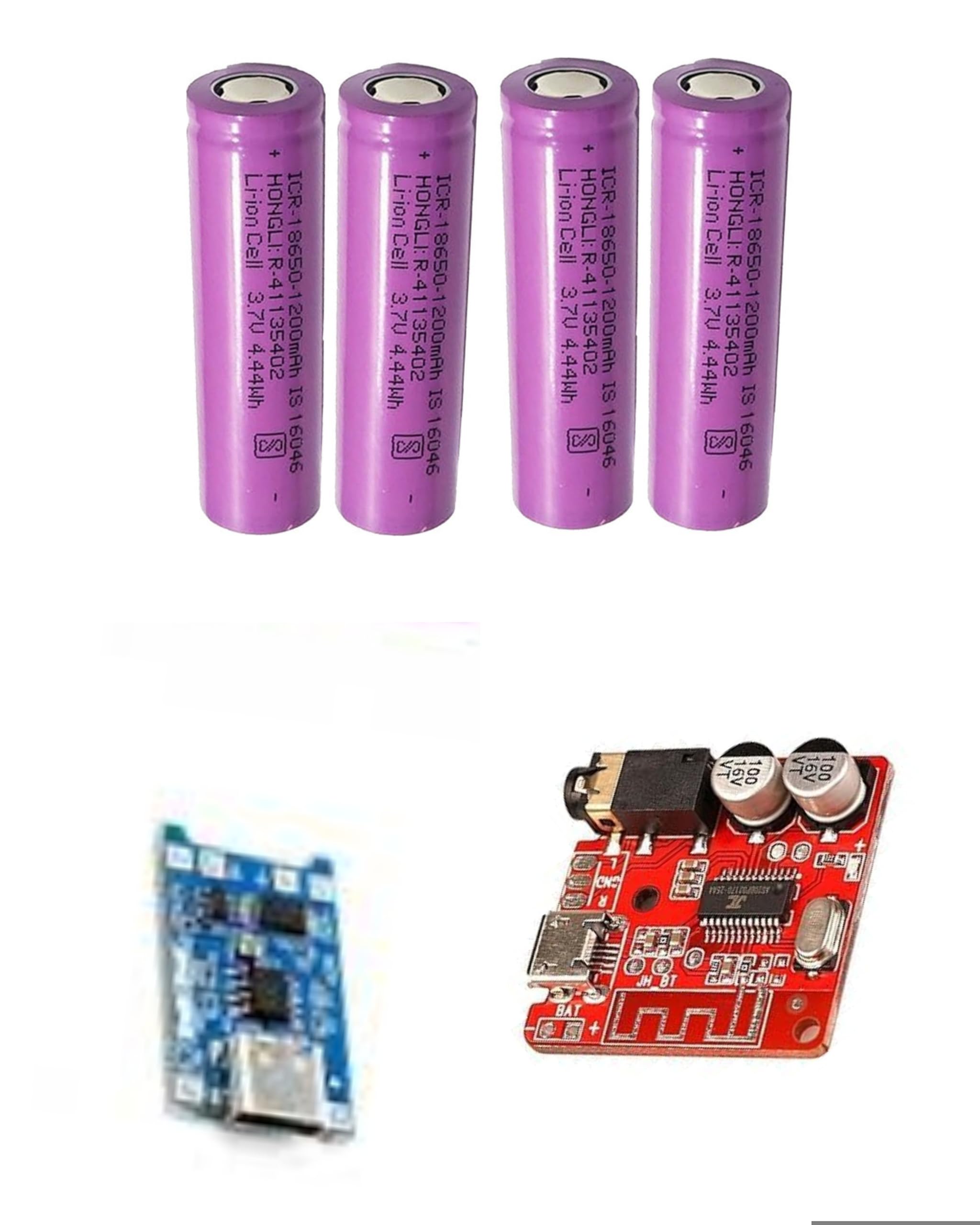 Sam Combo Of 1 Pcs DIY Bluetooth 5.0 Receiver Board Lossless Decoder Board Wireless Stereo Music Module for Speaker Amplifier Module etc. With 4pcs 1200mah cell and 1pcs Power bank module-image-46