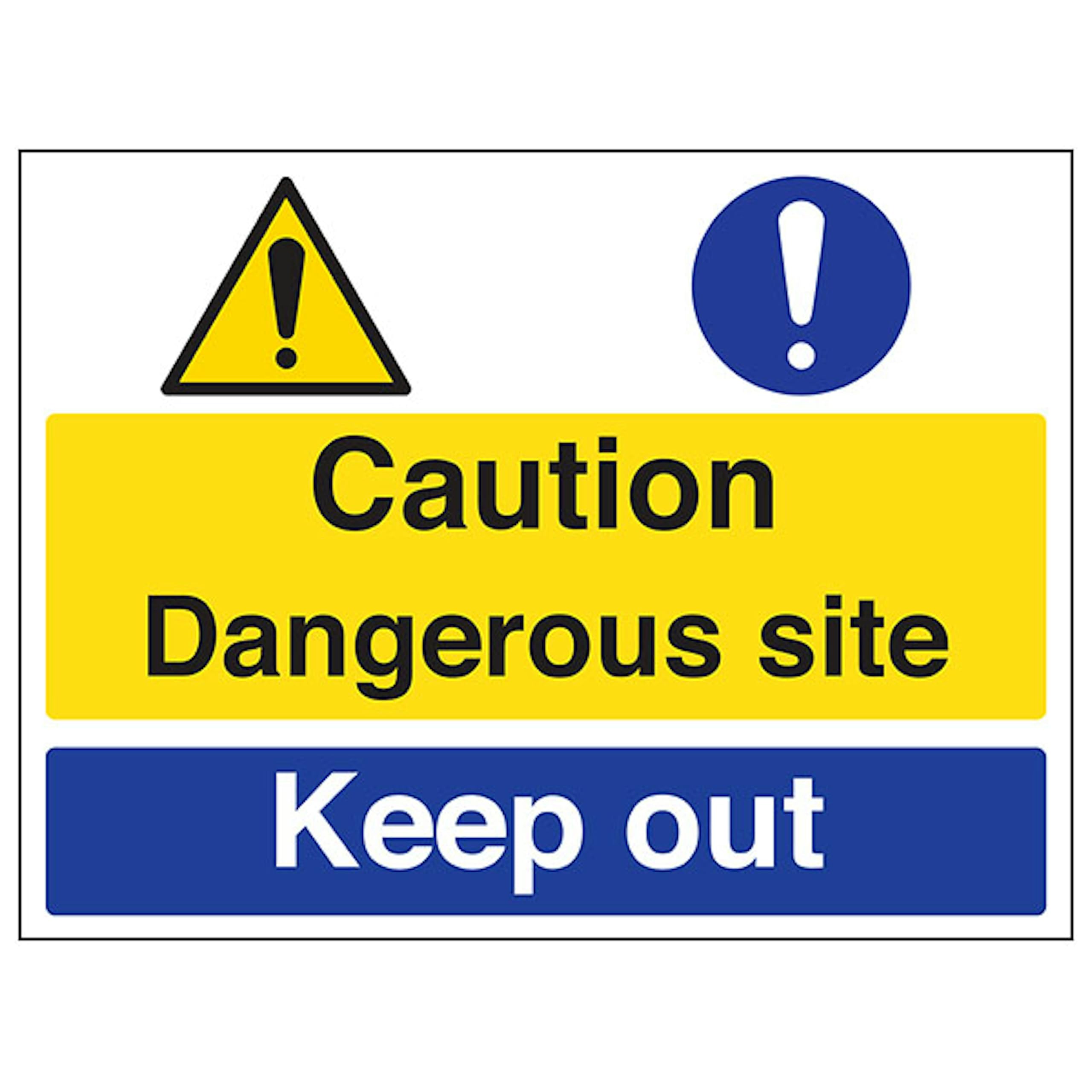 V Safety Caution/Dangerous Site/Keep Out 400 x 300 mm - 1mm Rigid Plastic Safety Sign