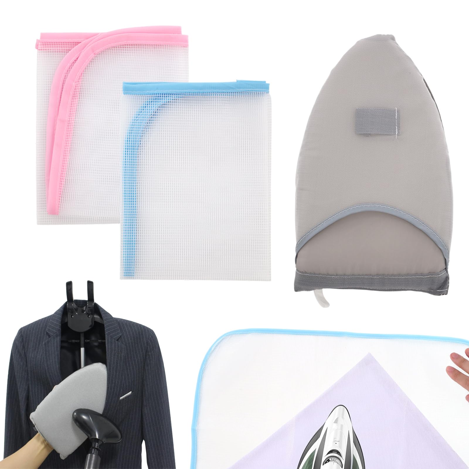 4 Pcs Bügeltuch für Dampfbügeleisen Bügelschutz Bügelhilfe Bügeldecke Bügelmatte Mit Bügelhandschuh Verhindert Verbrennungen, Schützt Kleidung und Beugt Verbrennungen Vor