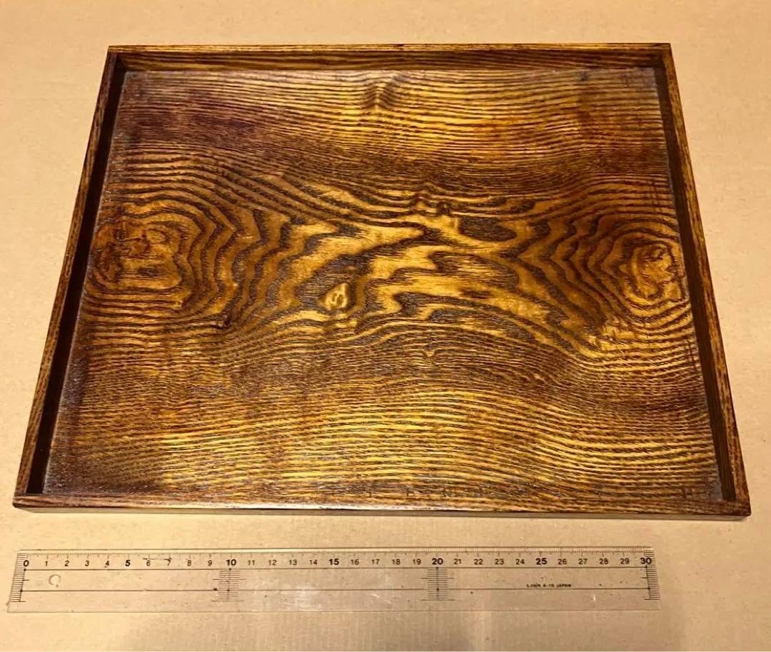 銘木 極上 玉杢 欅 お盆 【現品限り】直径21.5cm 無塗装のお盆 欅