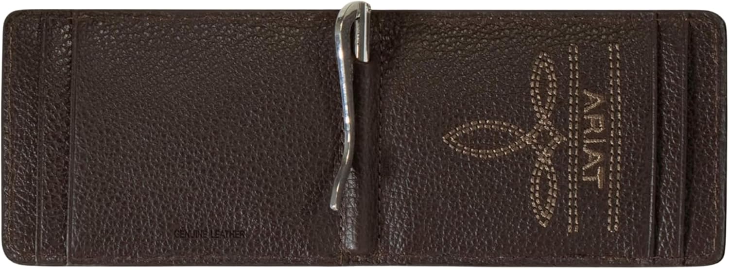 ARIAT Western Wallet Mens Bifold Ostrich Embossed Slim Brown A3553302 - Image 2