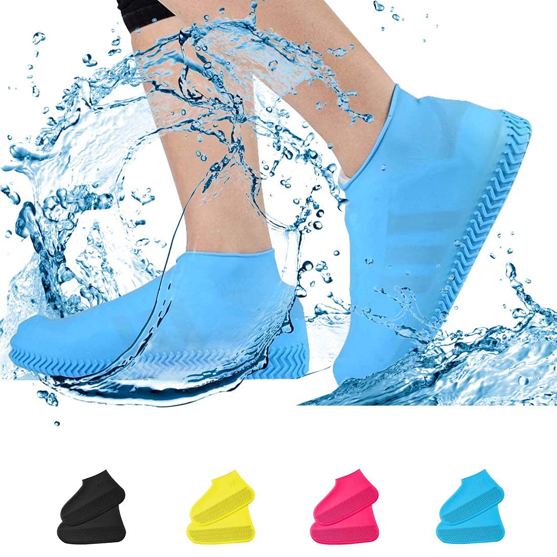 HEBEZONWaterproof Silicone Shoe Cover, Outdoor Non-Slip Anti Skid Waterproof Shoe Covers, Portable Rain Boots Rainproof Shoes Cover Reusable Silicone Rain Boots. Multi